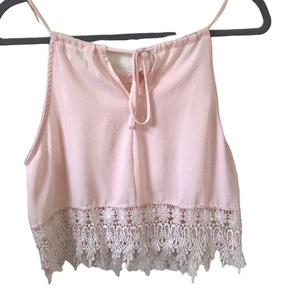 Staring At Stars Women's Y2K Pink Crop Top Lace‎ Detail. Size S. Festival Beachy - Picture 2 of 8